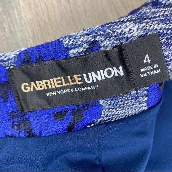 New York & Co Gabrielle Union Pencil Skirt Floral Jacquard Blue 4 Full Zip Back - Picture 12 of 14